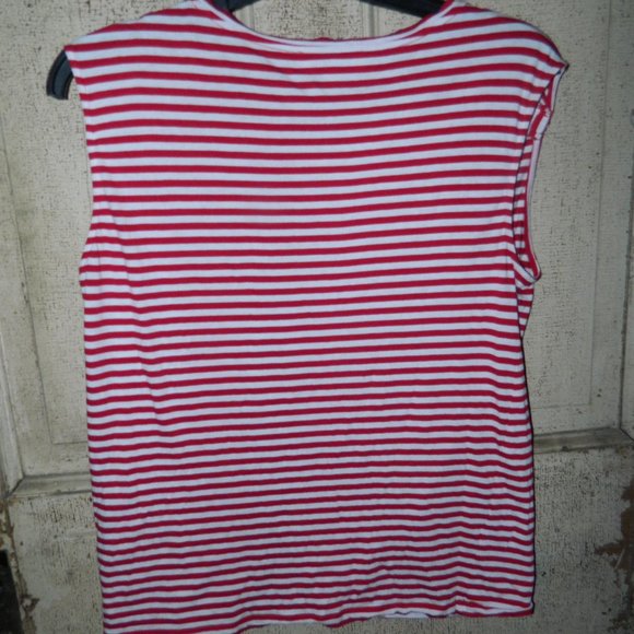 Michael Kors Red and White Sleeveless Top L  (DD-41) - Picture 4 of 4